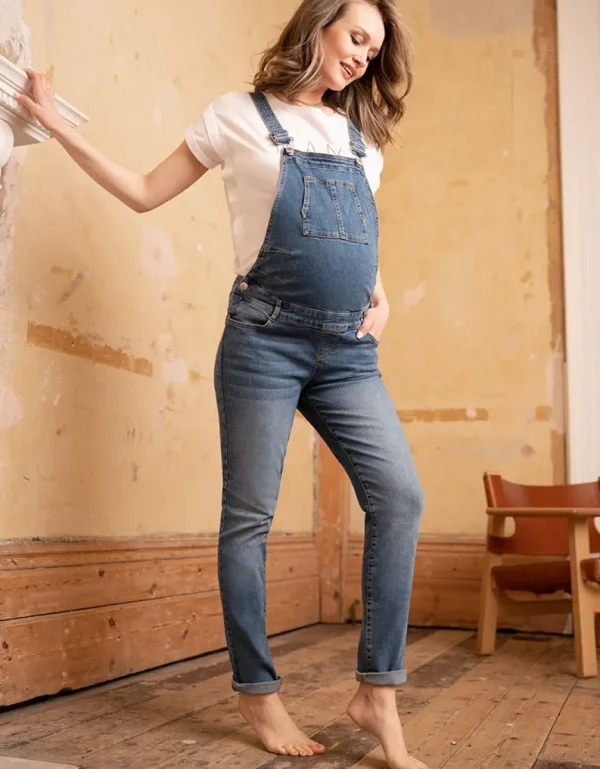 Online Licht Gewassen Denim Zwangerschapstuinbroek Vrouw Jeans
