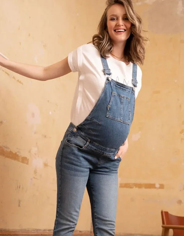 Online Licht Gewassen Denim Zwangerschapstuinbroek Vrouw Jeans