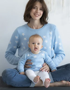 Fashion Mama & Mini Set Bijpassende Blauwe Ster Gebreide Truien Vrouw Topjes