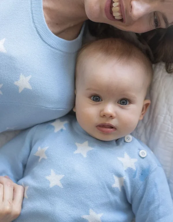 Fashion Mama & Mini Set Bijpassende Blauwe Ster Gebreide Truien Vrouw Topjes