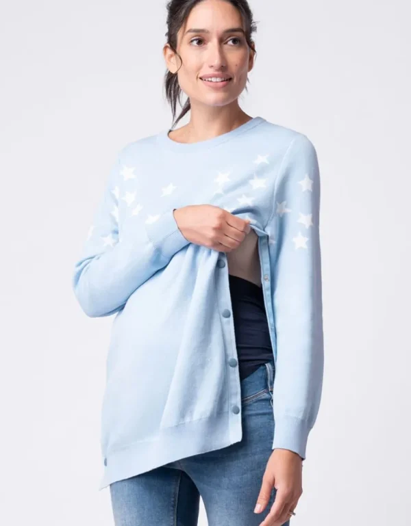 Fashion Mama & Mini Set Bijpassende Blauwe Ster Gebreide Truien Vrouw Topjes