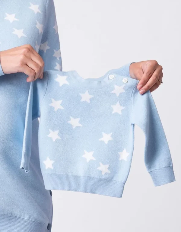 Fashion Mama & Mini Set Bijpassende Blauwe Ster Gebreide Truien Vrouw Topjes