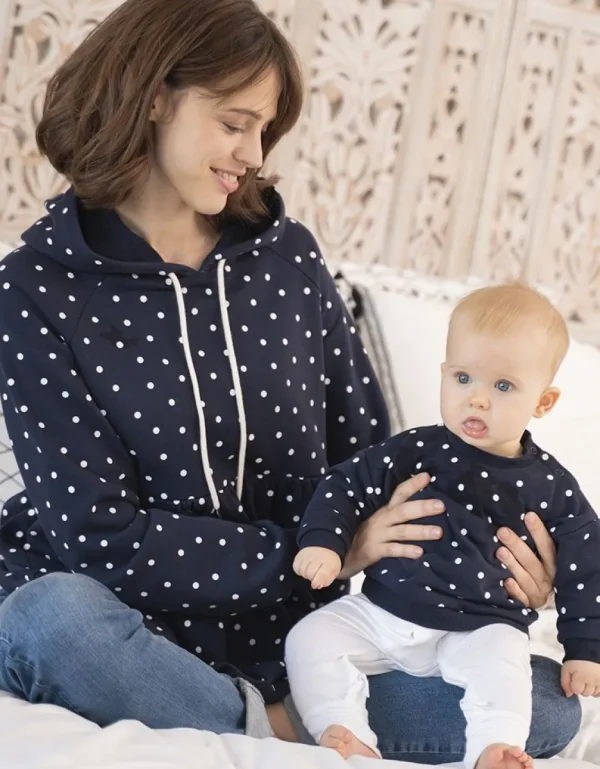 Sale Mama & Mini Verzamelde Hoodieset In Marineblauw Gevlekt Vrouw Topjes