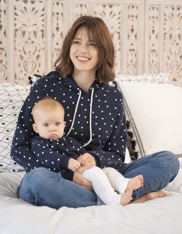Sale Mama & Mini Verzamelde Hoodieset In Marineblauw Gevlekt Vrouw Topjes