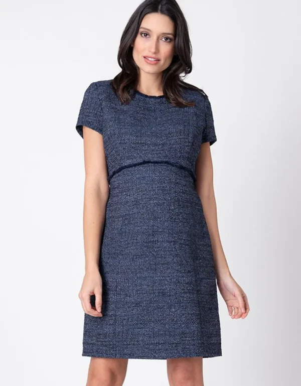 Outlet Marineblauwe Boucle Zwangerschapsjurk Vrouw Jurken