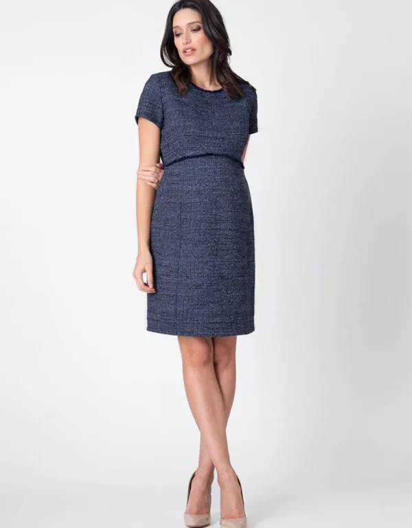 Outlet Marineblauwe Boucle Zwangerschapsjurk Vrouw Jurken