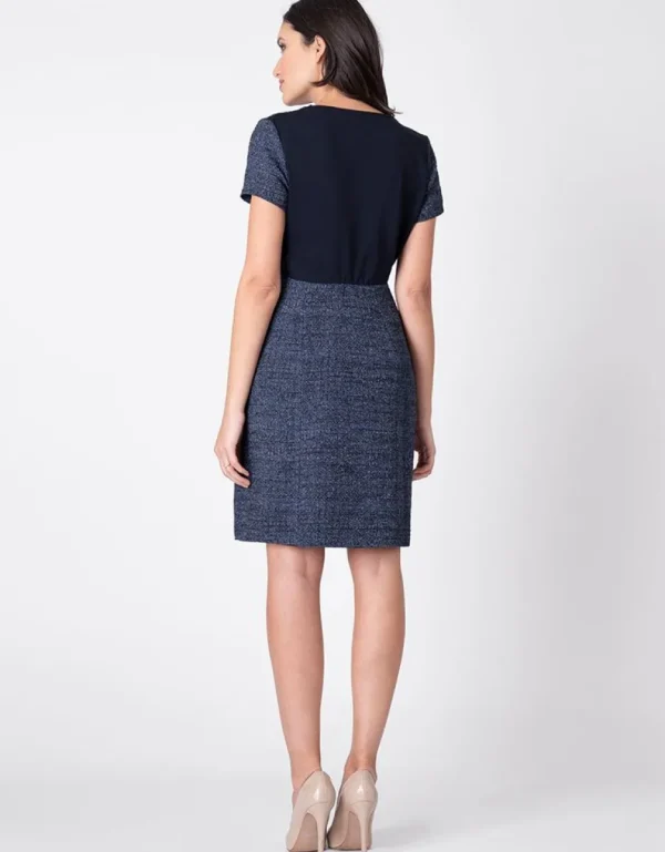 Outlet Marineblauwe Boucle Zwangerschapsjurk Vrouw Jurken