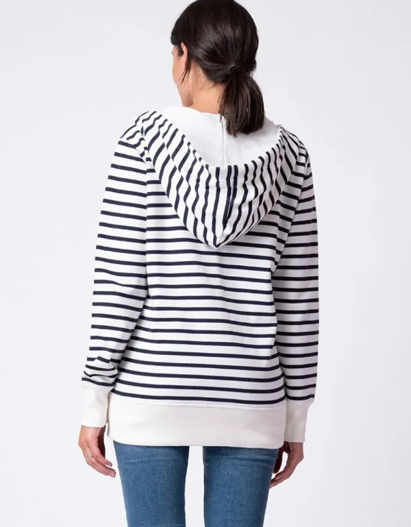 Sale Marineblauwe En Witte Streep 3 In 1 Zwangerschaps- Tot Draaghoodie Vrouw Topjes