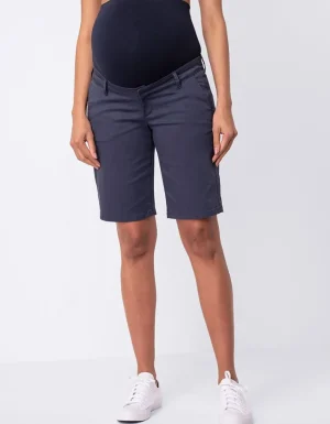 Shop Marineblauwe Positieshort Van Katoenmix Vrouw Broeken En Rokken