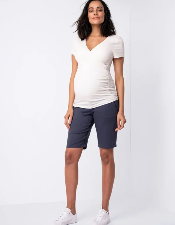 Shop Marineblauwe Positieshort Van Katoenmix Vrouw Broeken En Rokken