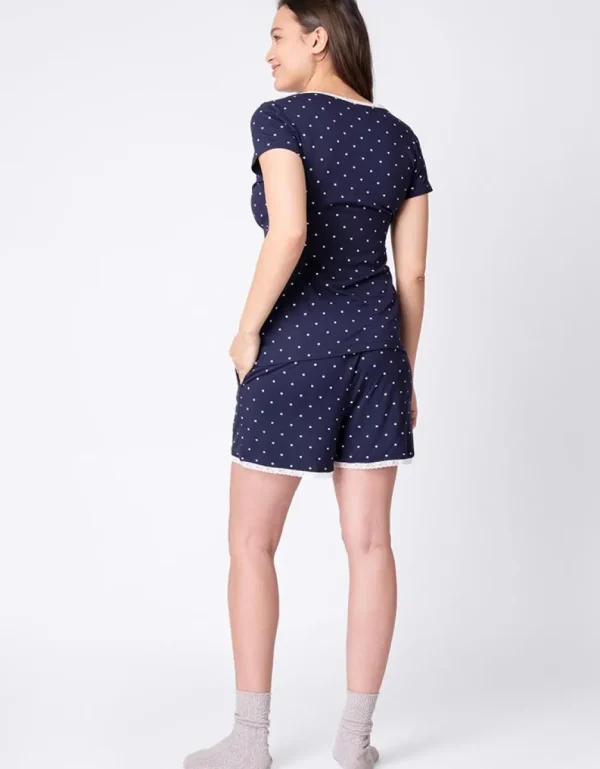 New Marineblauwe Short Pyjama Voor Zwangerschap En Zogen Vrouw Zwangerschaps-Essentials