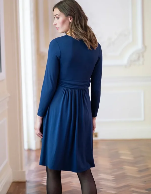 Hot Marineblauwe Tricot Zwangerschaps- En Borstvoedingsjurk Vrouw Jurken