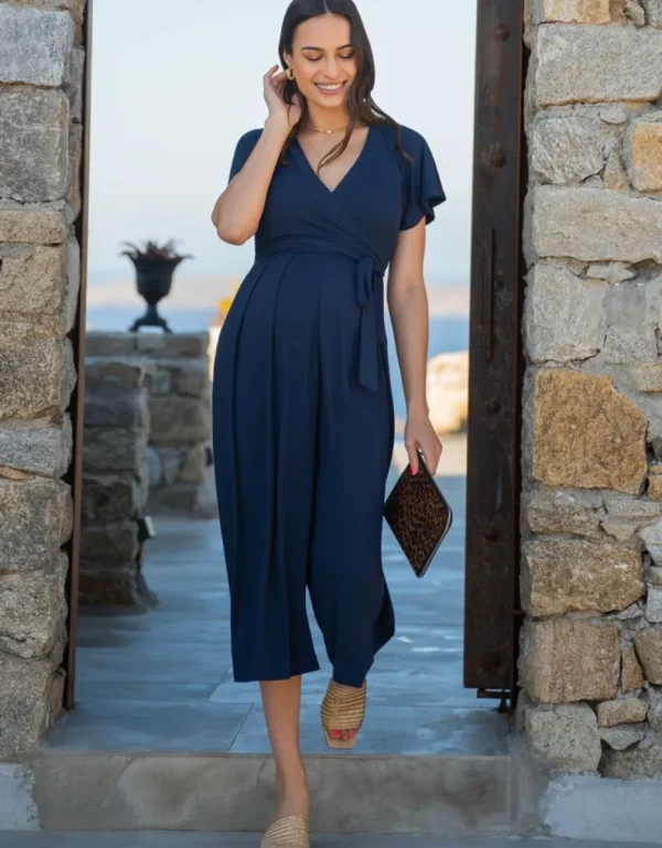 New Marineblauwe Zwangerschaps- En Borstvoeding Jumpsuit Vrouw Broeken En Rokken