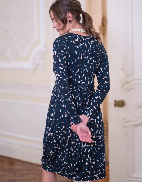 Best Sale Marineblauwe Zwangerschaps- En Borstvoedingsjurk In Tricot Met Print Vrouw Jurken
