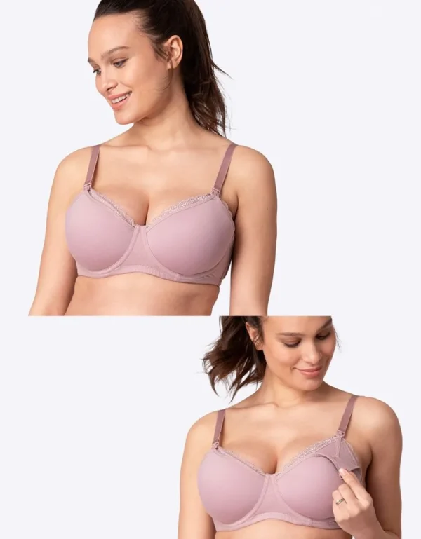 Outlet Mauve Katoenen Positie- En Borstvoedings-T-Shirt Bh Vrouw Lingerie En Corrigerende Kleding