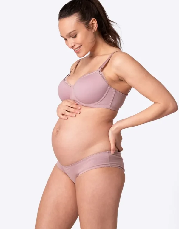 Outlet Mauve Katoenen Positie- En Borstvoedings-T-Shirt Bh Vrouw Lingerie En Corrigerende Kleding