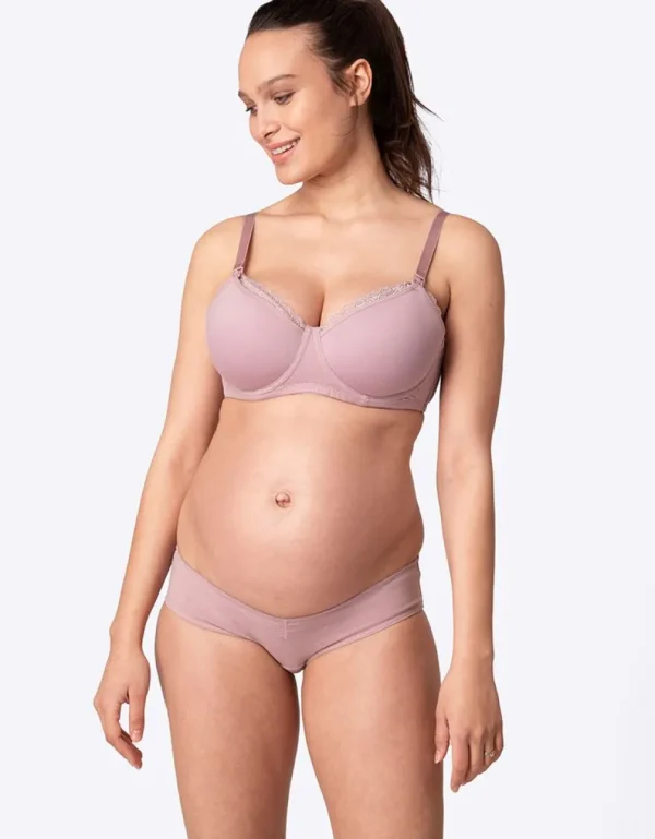 Outlet Mauve Katoenen Positie- En Borstvoedings-T-Shirt Bh Vrouw Lingerie En Corrigerende Kleding