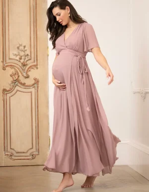 Discount Mauve Maxi Zwangerschaps- En Borstvoedingsjurk Vrouw Jurken