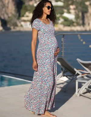 New Maxi-Jurk Van Jersey Voor Moederschap Tot Borstvoeding Vrouw Jurken
