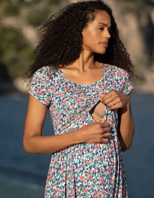 New Maxi-Jurk Van Jersey Voor Moederschap Tot Borstvoeding Vrouw Jurken