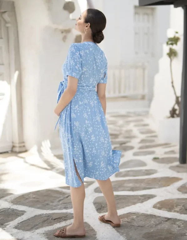 Clearance Midi Positie- En Voedingsjurk In Blauw Bloemenprint Vrouw Jurken
