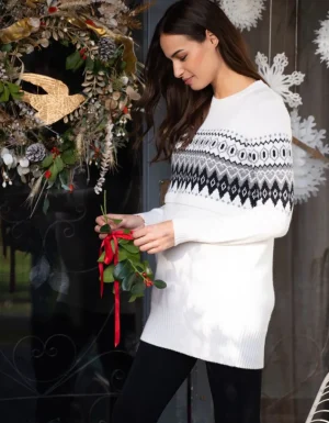 Cheap Monochrome Zwangerschaps- En Borstvoedingstrui Met Fair Isle-Motief Vrouw Truien