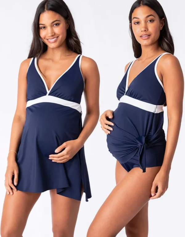 Store Nautical Maternity Swimsuit With Skirt Vrouw Badmode