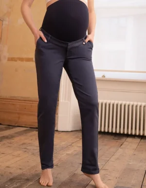 Cheap Navy Blue Over Bump Maternity Chinos Vrouw Broeken En Rokken