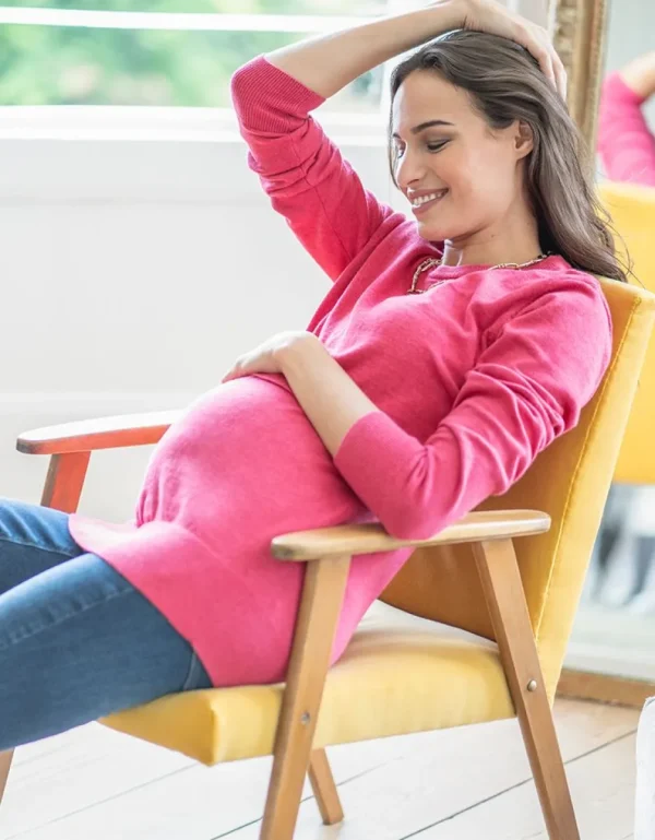 Cheap Opklapbare Katoenen Zwangerschaps- En Borstvoedingstrui In Kersenkleur Vrouw Topjes