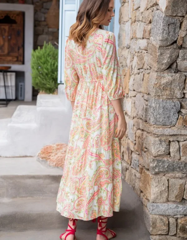 Discount Paisley Zwangerschaps- En Borstvoedingsjurk Met Voorzijdeknoopsluiting Vrouw Jurken