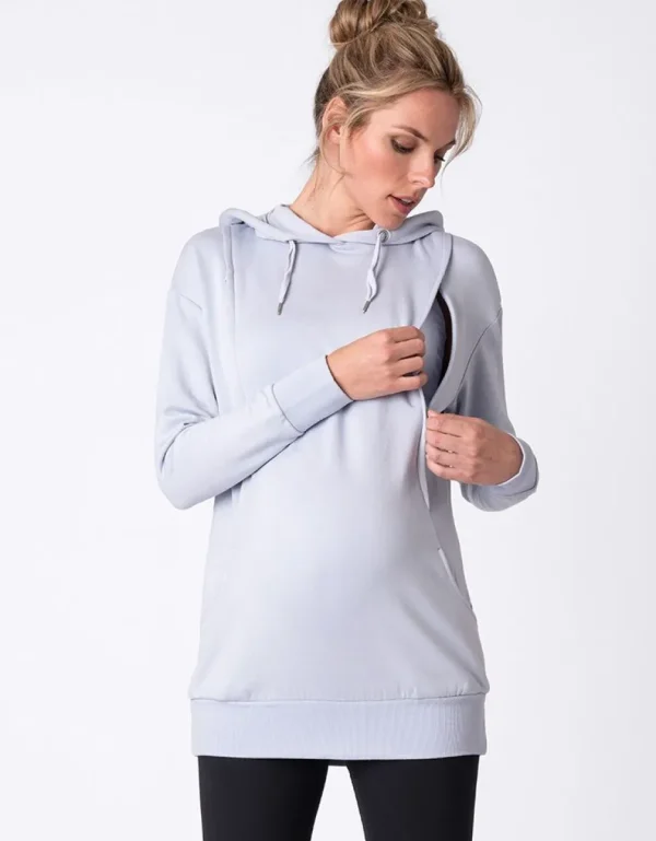 Fashion Poederblauwe Zwangerschaps- En Voedingshoodie Vrouw Topjes
