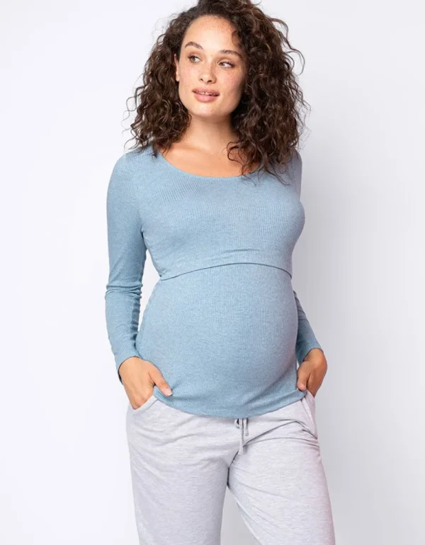 Sale Ribbed Maternity & Nursing Tops Twin Pack Vrouw Topjes
