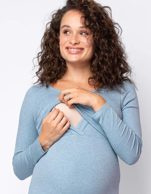 Sale Ribbed Maternity & Nursing Tops Twin Pack Vrouw Topjes