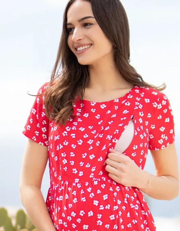 Shop Rode Geweven Positie- En Voedingsshirt Vrouw Topjes
