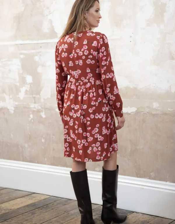 Fashion Roestbruine Zwangerschaps- En Borstvoedingsjurk Met Bloemenpatroon Vrouw Jurken