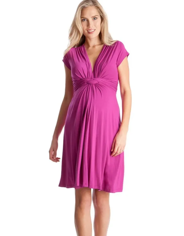 Best Sale Roze Fuchsia Positiejurk Met Striksluiting Aan De Voorkant Vrouw Jurken