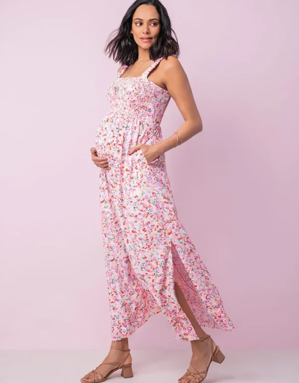 Fashion Roze Gebloemde Maxi Positiejurk Vrouw Jurken