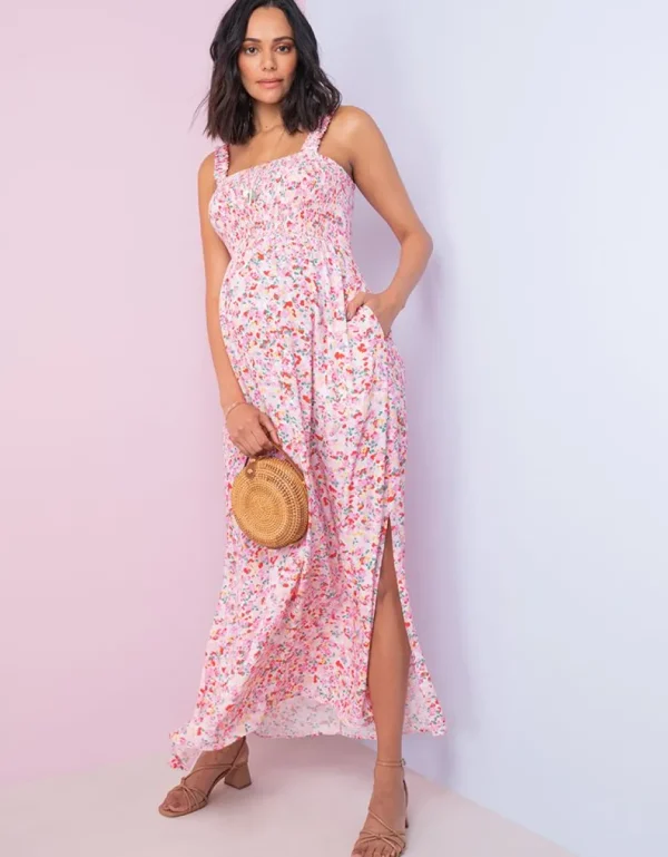 Fashion Roze Gebloemde Maxi Positiejurk Vrouw Jurken
