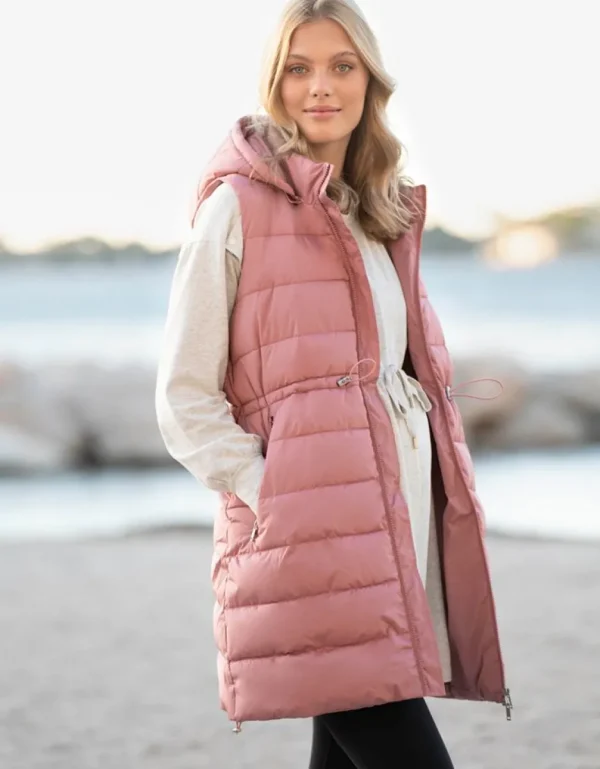 Outlet Roze Longline Gewatteerd 3-In-1 Zwangerschaps- Tot Draaggilet Met Capuchon Kinderen Babydragen Innovatie