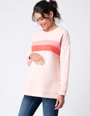 Outlet Roze Ombre Colourblock Zwangerschaps- Tot Voedingssweater Vrouw Topjes