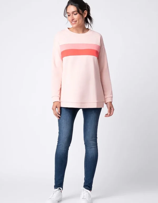 Outlet Roze Ombre Colourblock Zwangerschaps- Tot Voedingssweater Vrouw Topjes