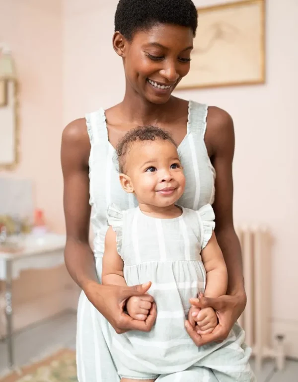 Online Sage & White Stripe Cotton Zwangerschaps Tot Borstvoeding Wikkeljurk Vrouw Jurken