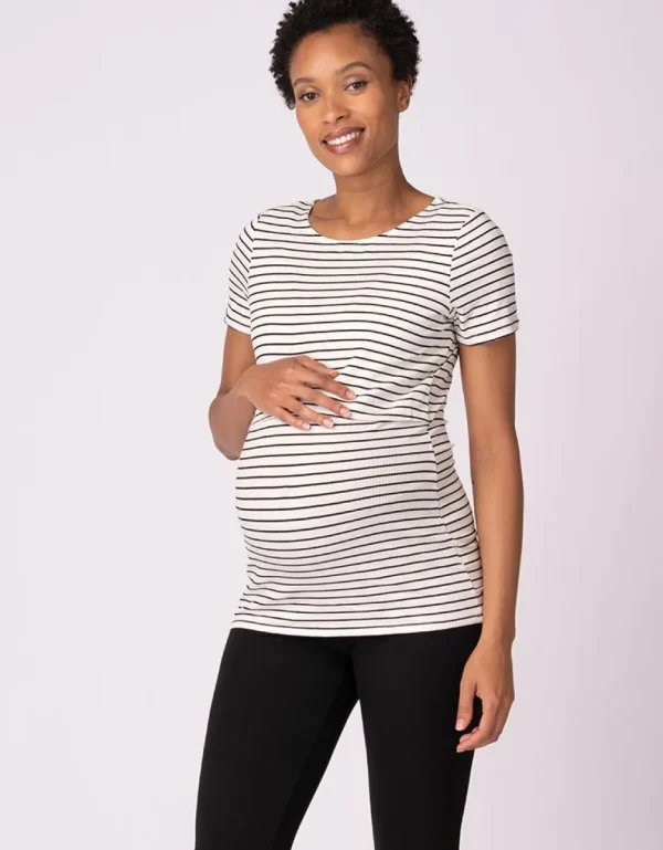 Sale Set Van Twee Essentiele Gestreepte Zwangerschaps- Tot Borstvoedings-T-Shirts Vrouw Topjes