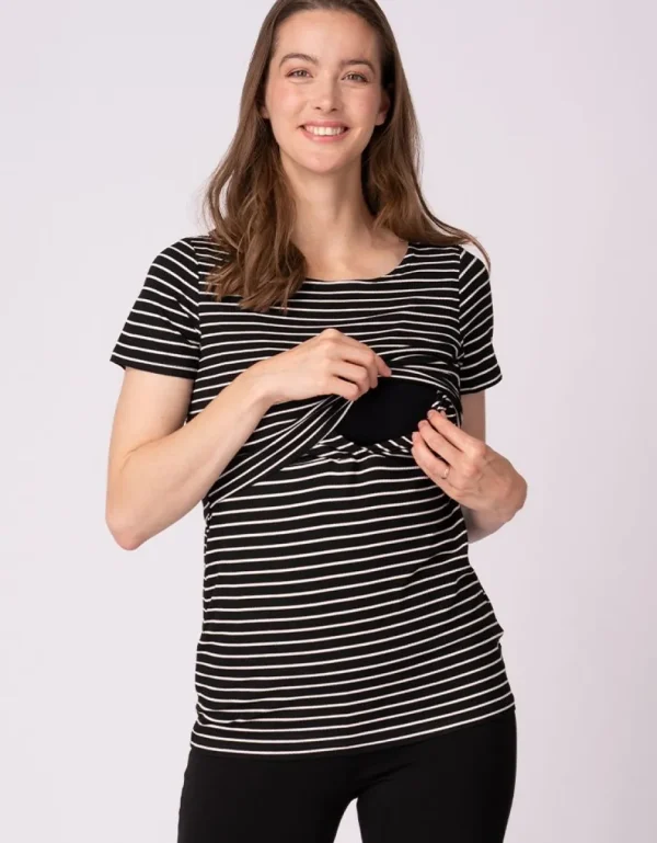 Sale Set Van Twee Essentiele Gestreepte Zwangerschaps- Tot Borstvoedings-T-Shirts Vrouw Topjes