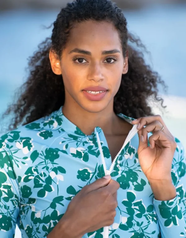Fashion Upf50 Huidbescherming Zwangerschapstankini Met Zwembroek - Blauw En Groen Vrouw Badmode