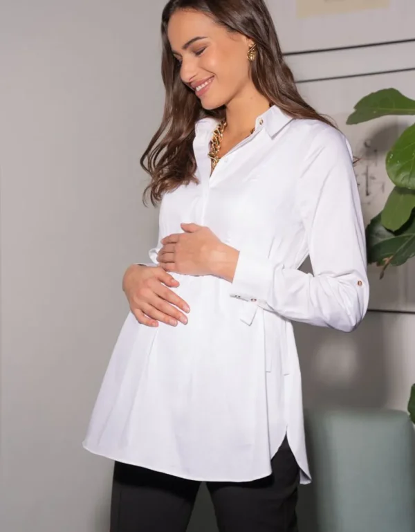 Flash Sale Wit Shirt Voor Zwangerschap En Borstvoeding Van Katoen Vrouw Topjes