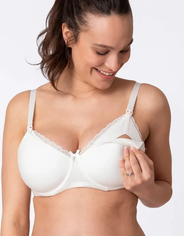 Sale Witte Katoenen T-Shirt Positie- En Voedingsbeha Vrouw Lingerie En Corrigerende Kleding