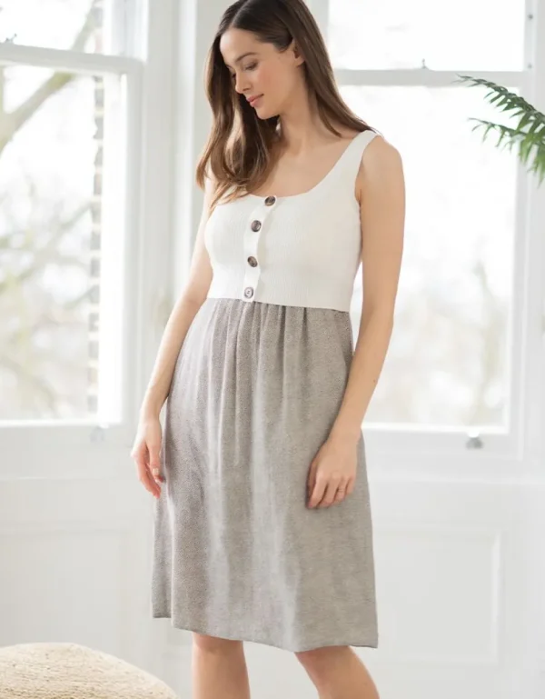 Fashion Witte Positie- En Voedingsjurk Met Dubbele Laag Vrouw Jurken