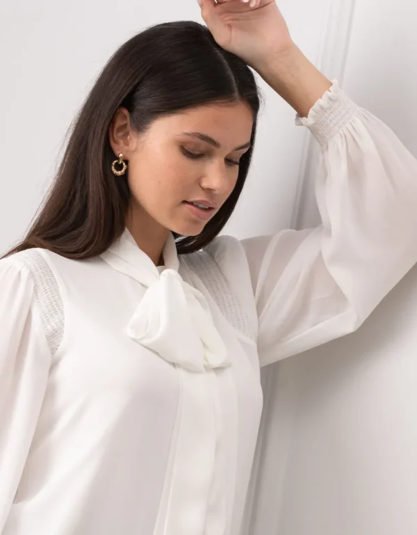 Flash Sale Witte Zwangerschapsblouse Met Striksluiting Voorop Vrouw Topjes