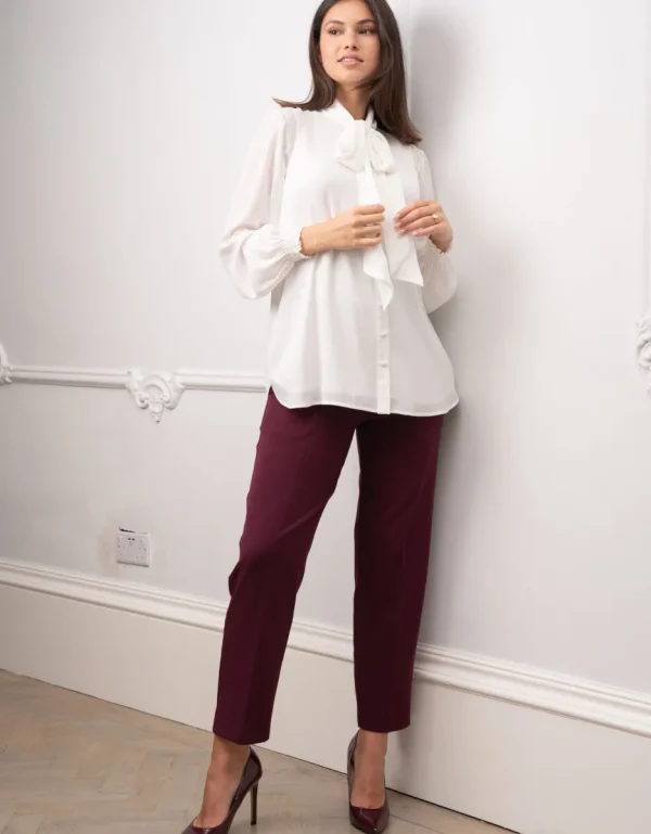 Flash Sale Witte Zwangerschapsblouse Met Striksluiting Voorop Vrouw Topjes